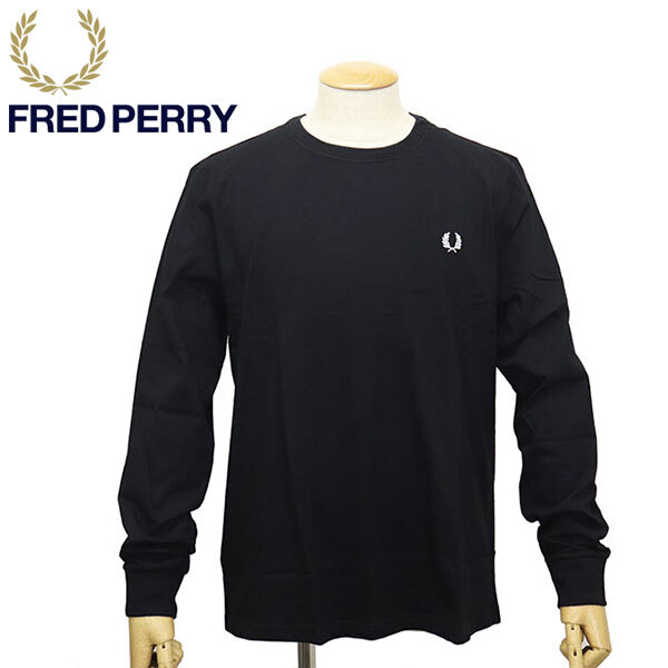 FRED PERRY (フレッドペリー) M8700 LONG SLEEVE CREW NECK T-SHIRT 長袖 クルーネック Tシャツ FP539 BLACK XL拍卖