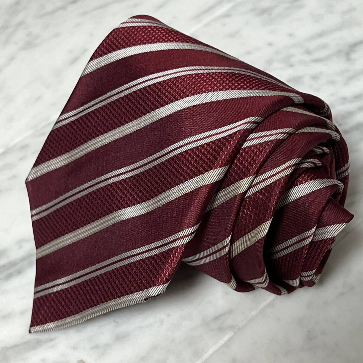 500円~ COMME CA ISM ネクタイ レッド系 ストライプ (R1)拍卖