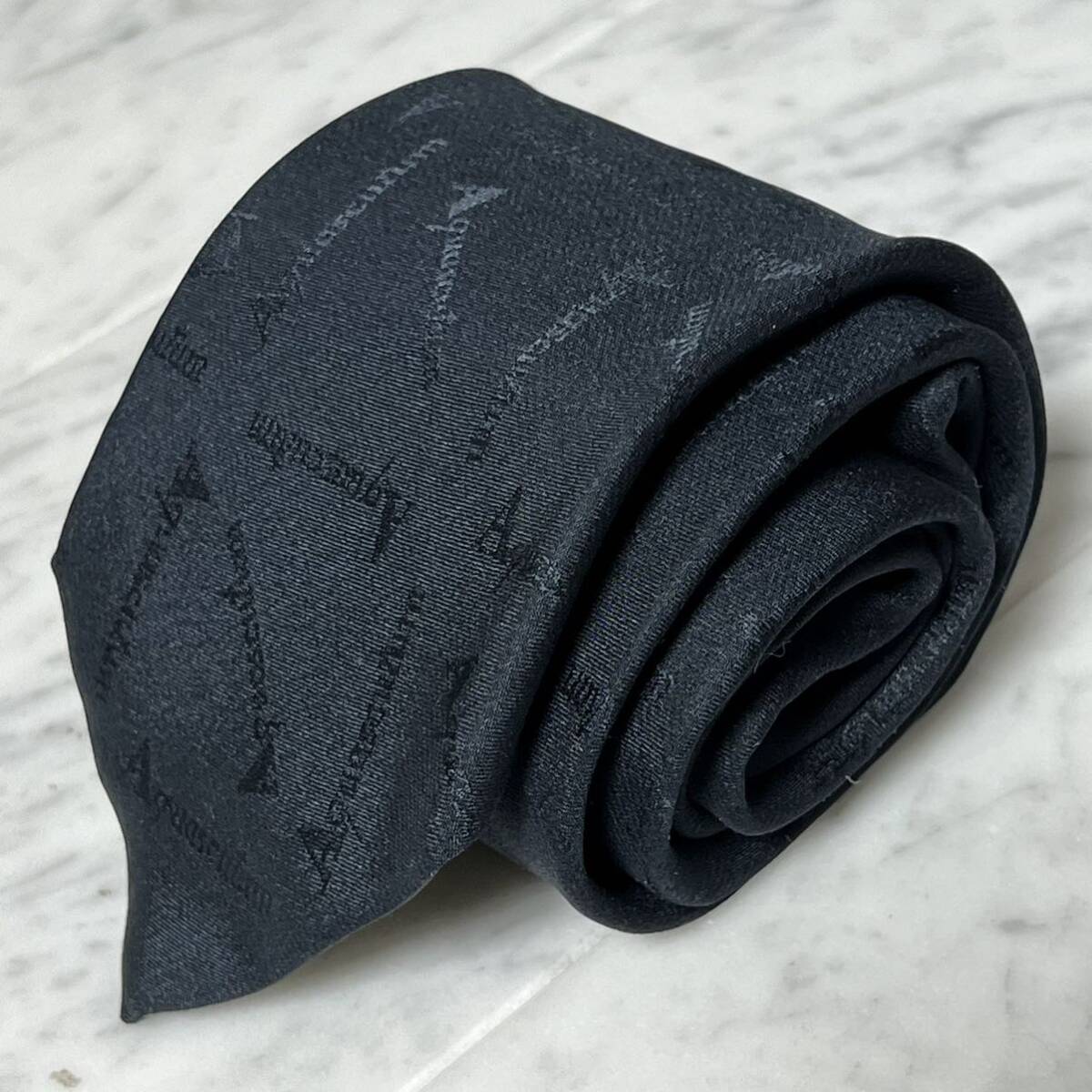 999円~ Aquascutum ネクタイ ブラック系 ロゴ総柄 (GB4)拍卖