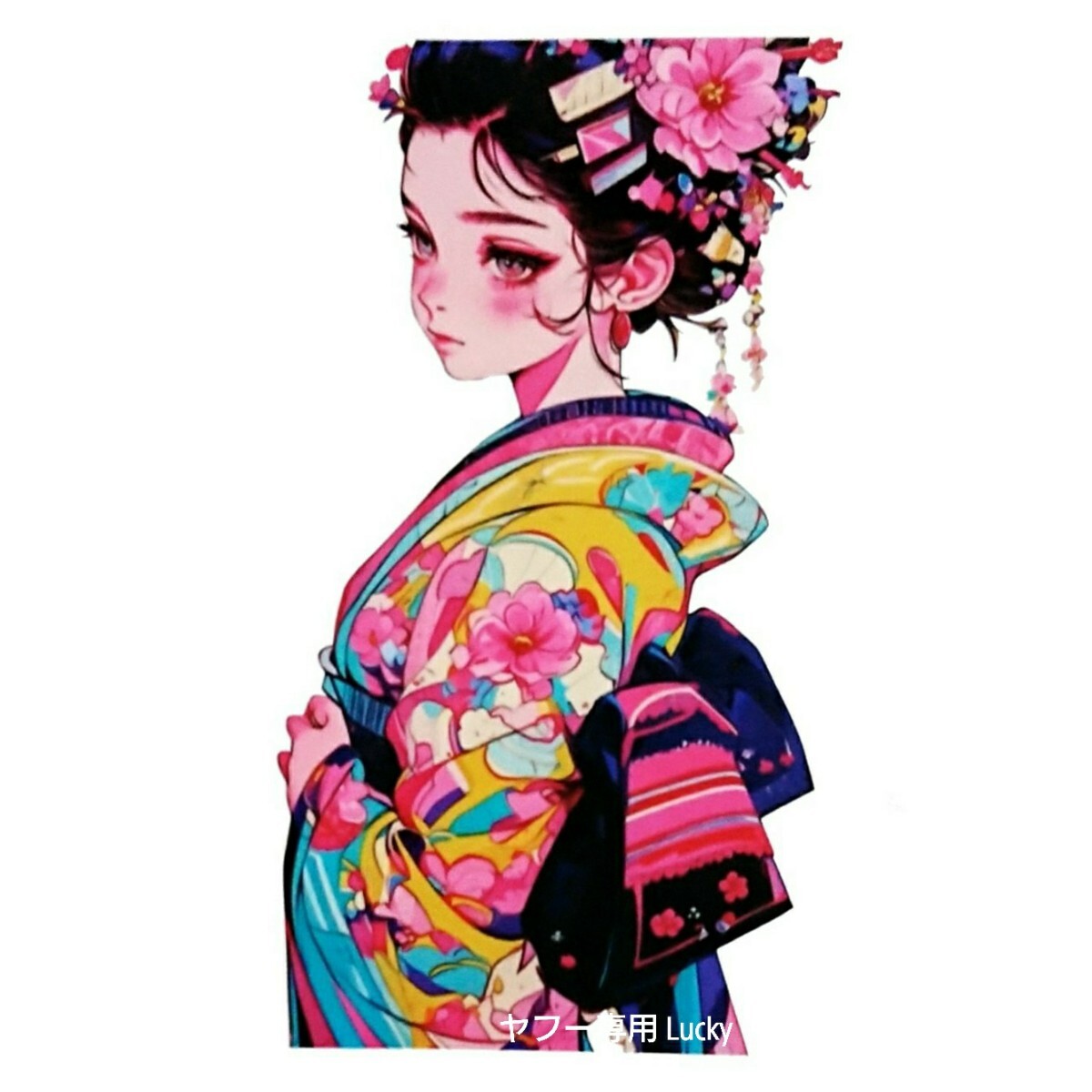 転写 ステッカー 車 カッティングステッカー シール シート デカール 日本 和風 花魁 芸者 着物 花 ガール バイク 装飾 luk528拍卖