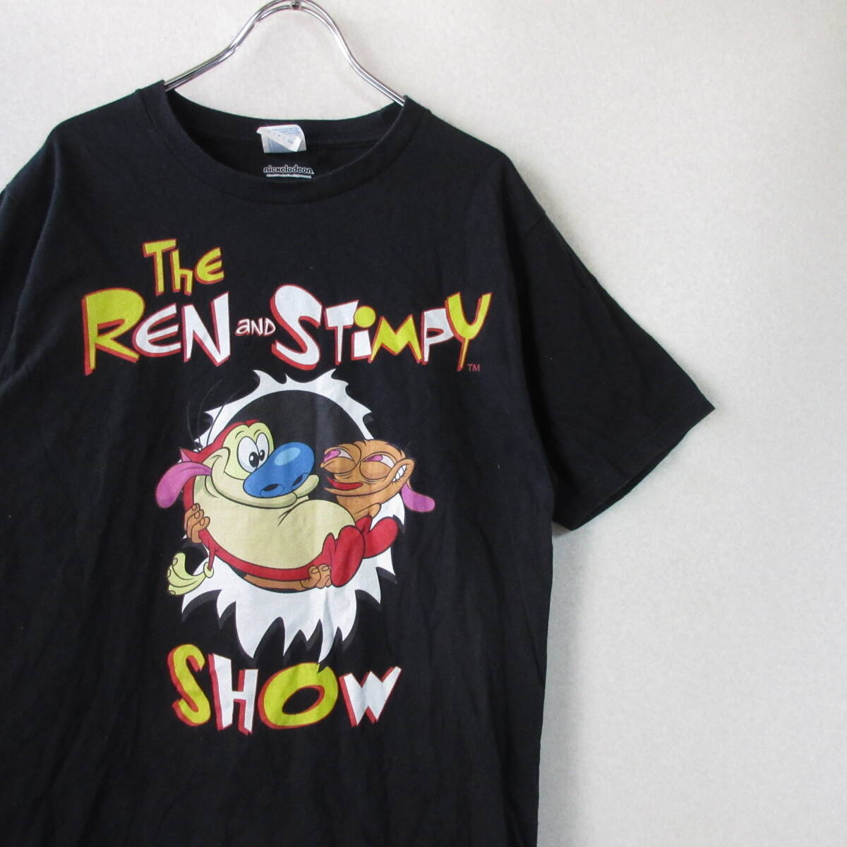 ○良品 THE REN & STIMPY SHOEW レン & スティンピー◆Tシャツ カットソー 半袖 90s◆ユニセックス ブラック Sサイズ拍卖