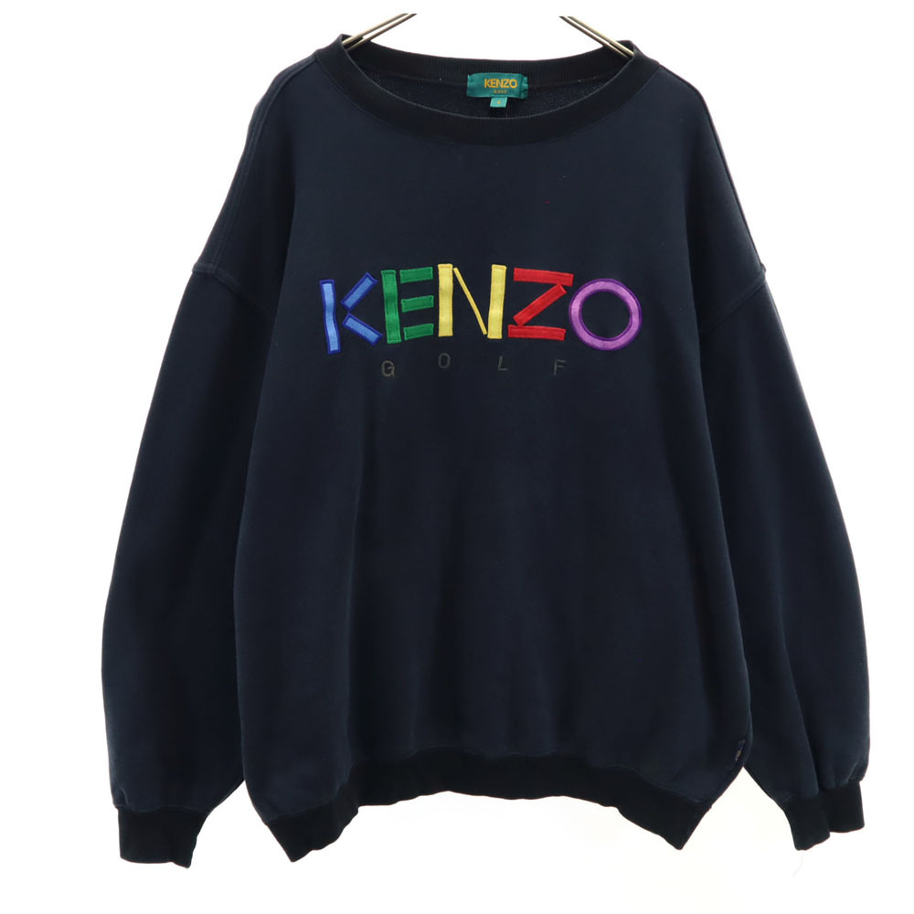 ケンゾーゴルフ 90s 日本製 オールド ゴルフ 長袖 スウェット トレーナー 4 ブラック KENZO GOLF メンズ拍卖