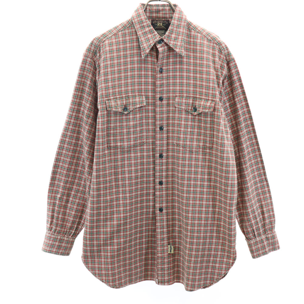 ダブルアールエル 90s 初期タグ 赤3星 オールド 長袖 チェックシャツ S 赤茶 他 RRL RALPH LAUREN ラルフローレン メンズ拍卖