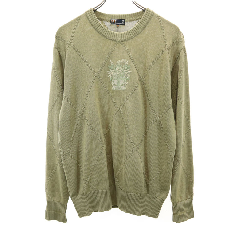 ダックス 日本製 長袖 セーター M オリーブ系 DAKS LONDON ニット GOLF ゴルフ メンズ拍卖