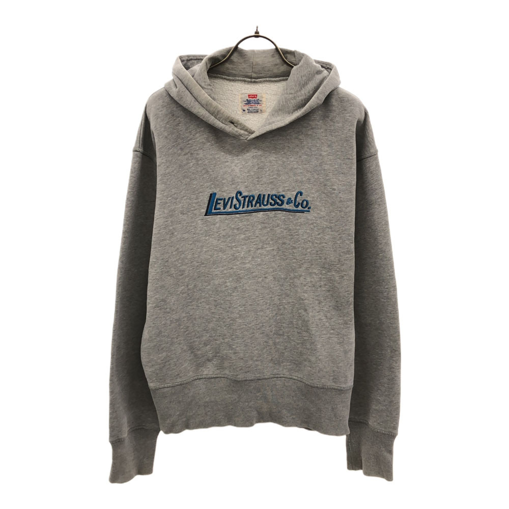 リーバイス ブランド刺繍 長袖 スウェットパーカー L グレー Levi's 裏起毛 プルオーバー トレーナー メンズ拍卖