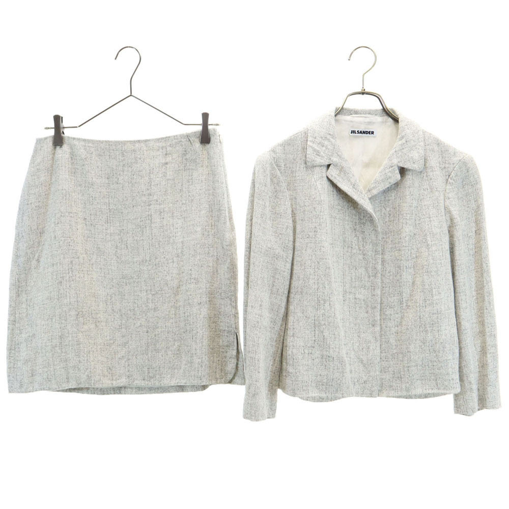 ジルサンダー リネン100% イタリア製 スカートスーツ 上下セットアップ 38/不明 グレー JIL SANDER レディース拍卖