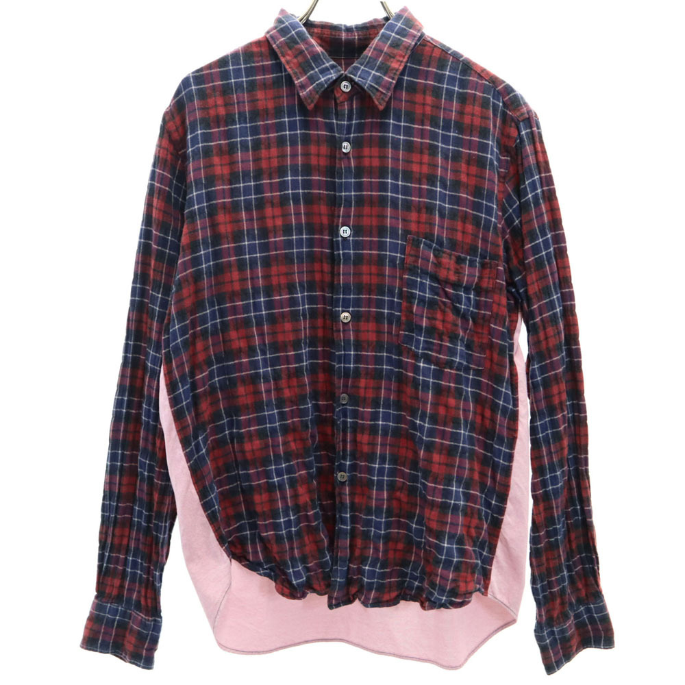 コムデギャルソンオム 2009年 00s 日本製 チェック柄 長袖 ワッシャー加工 ネルシャツ S COMME des GARCONS HOMME メンズ拍卖