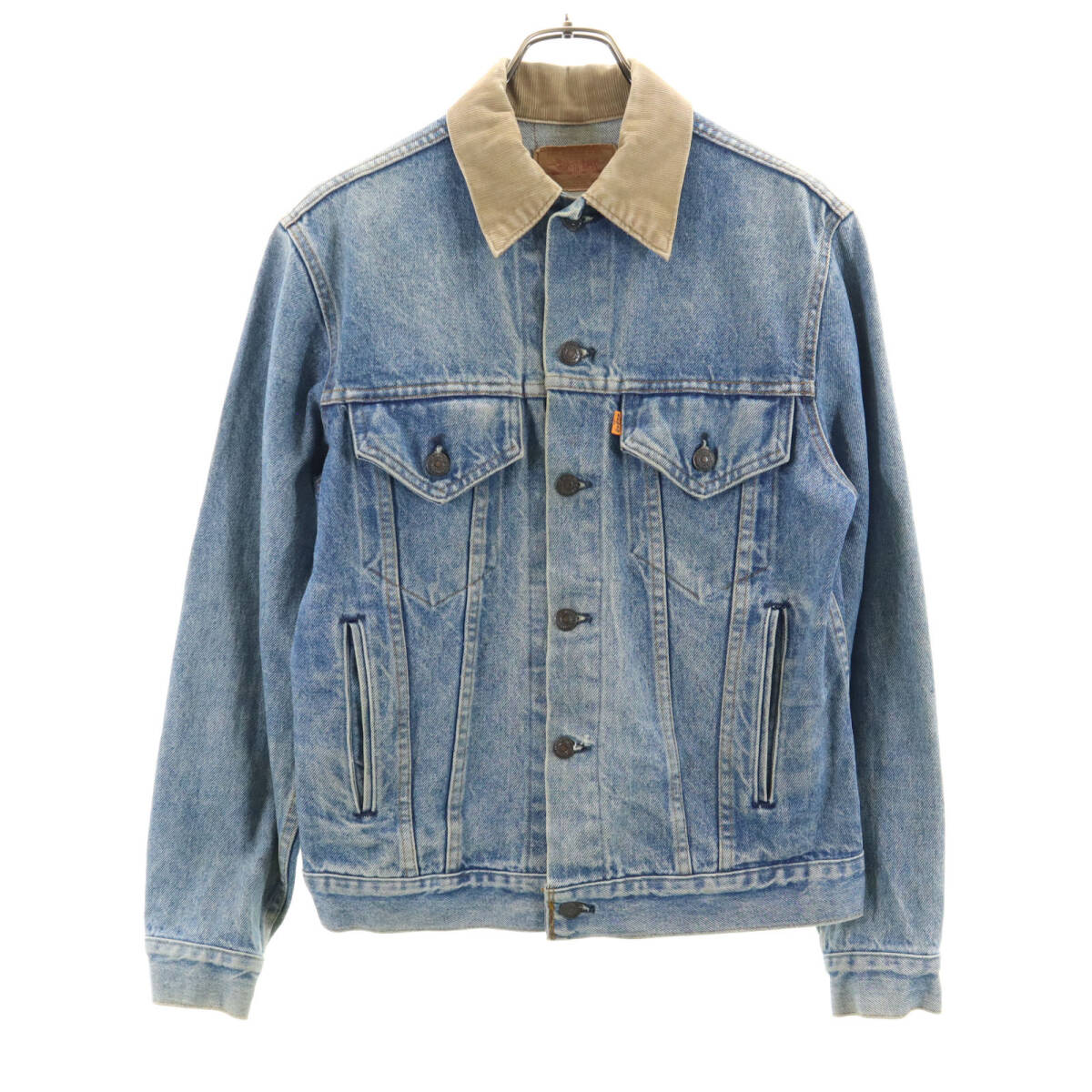 リーバイス 80s 70904 USA製 オレンジタブ デニムジャケット 36 ブルー Levi's ジージャン 襟コーデュロイ メンズ拍卖