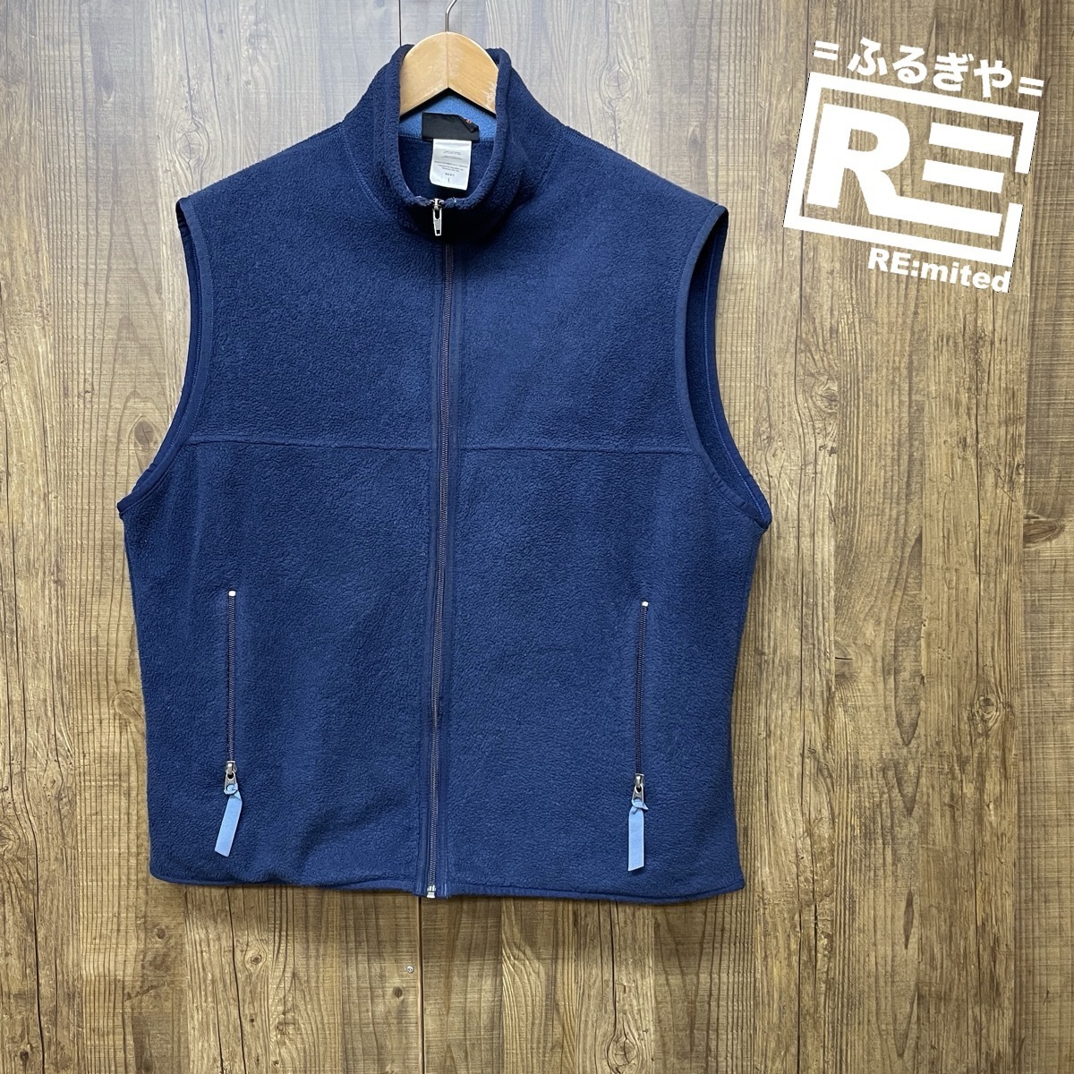 古着 L patagonia パタゴニア フリースベスト 4699 アウトドア ネイビー拍卖