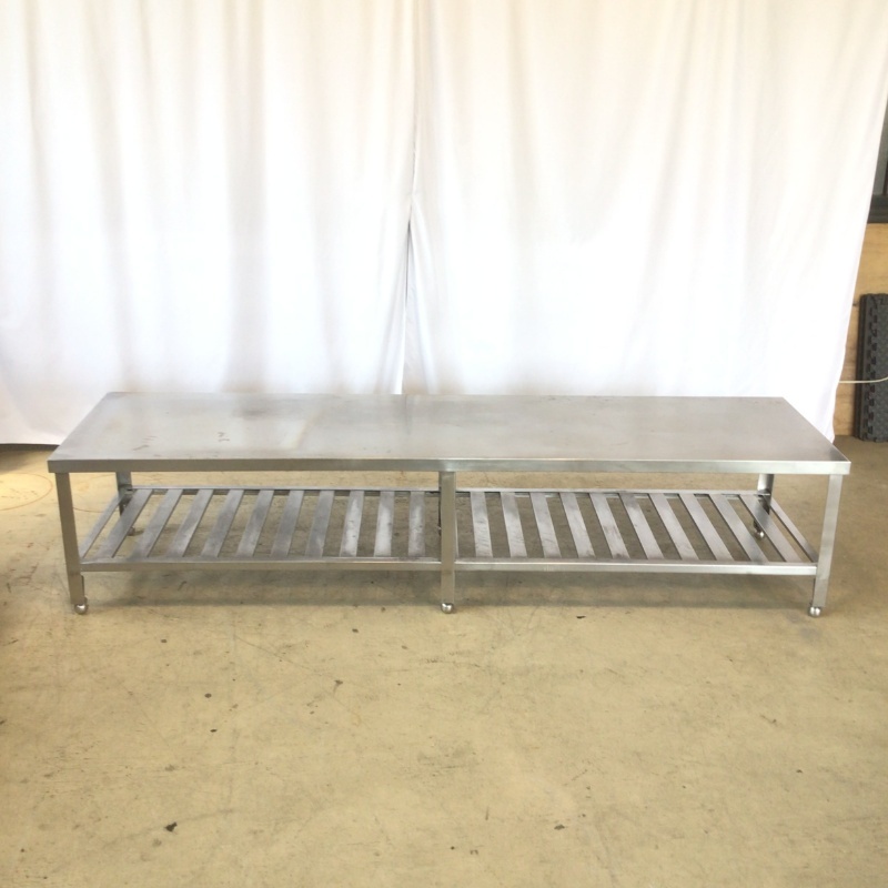 【中古】【直接引き取り限定】業務用 ステンレス コンロ台 幅2200×奥行600×高500mm (No.9458) 厨房機器拍卖