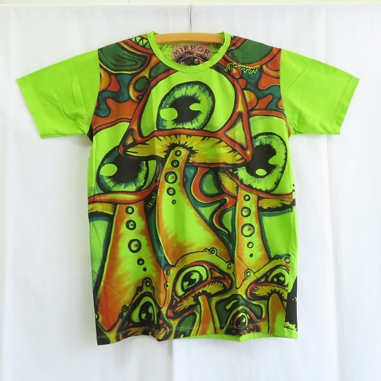 〓 新品 〓 マジックマッシュルーム Tシャツ 〓 キノコ 茸 エスニック アジアン フェス 黄緑 男女兼用 おしゃれ 〓E273拍卖