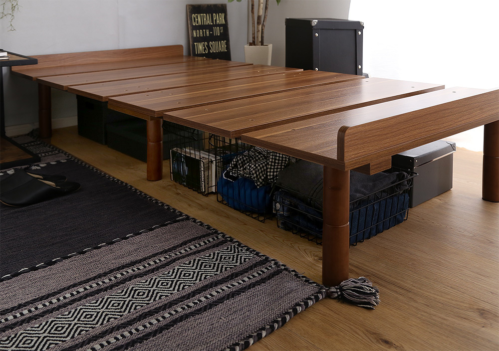 北欧デザインシングルベッド メラミンすのこベッド ダークブラウン色拍卖