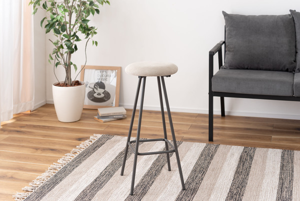 アンティークカウンタースツール ハイスツール 高さ65 布ライトグレー拍卖