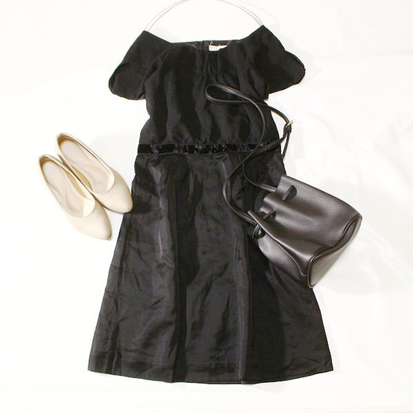 美品 美品 KUMIKYOKU PRIER 組曲プリエ 綺麗め ベロアライン ジョーゼット生地 ワンピース 2号 M 春 夏 24D08拍卖