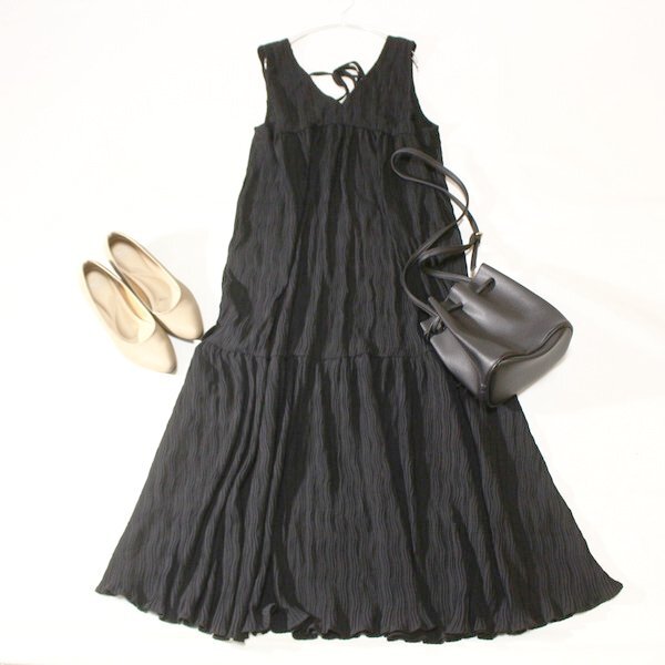 美品 apres jour mignon アフレシュールミニョン 大人可愛い 皺ストレッチ マキシ丈 ロングワンピース F 春 夏 24D08拍卖