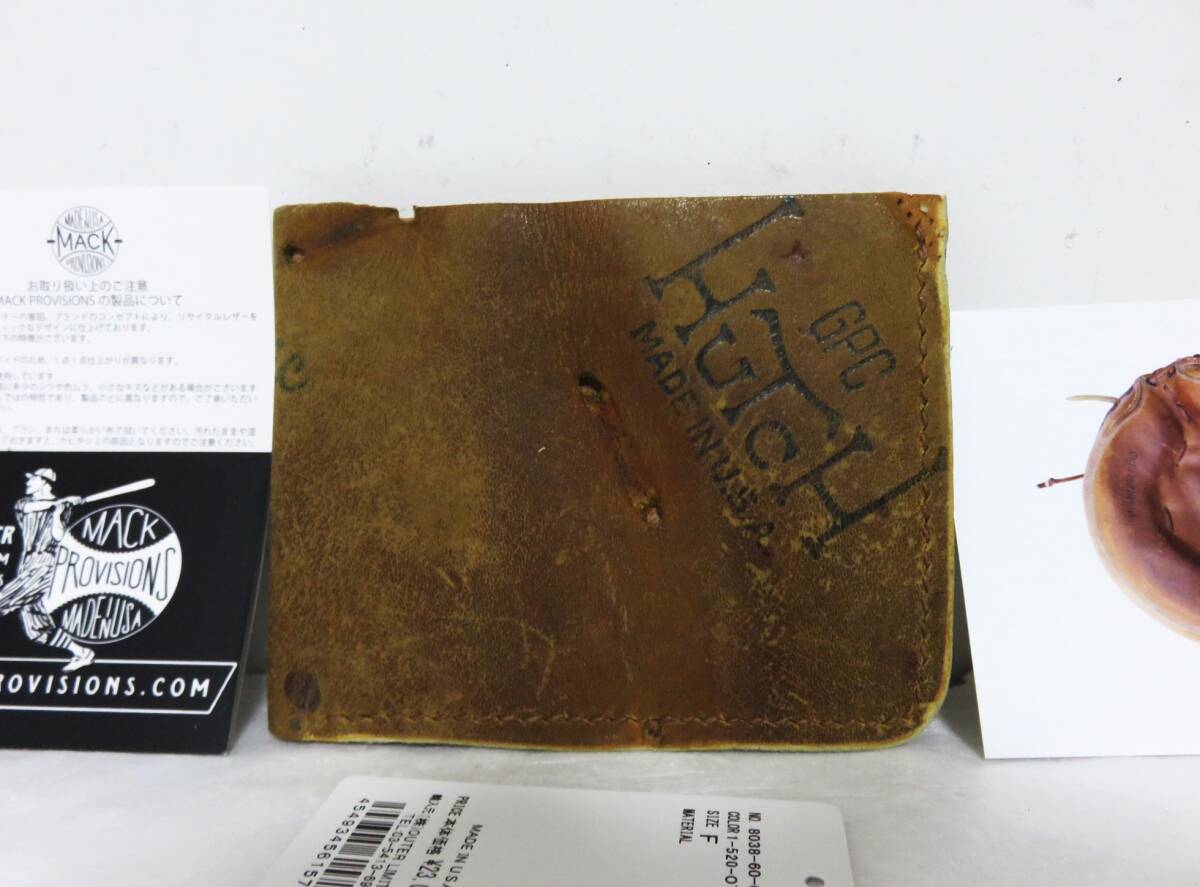 送料無料 定価2.5万 新品 MACK PROVISIONS The Ball-Hawk Bifold アメリカ製 マックプロヴィジョンズ レザー グローブ 二つ折り財布拍卖