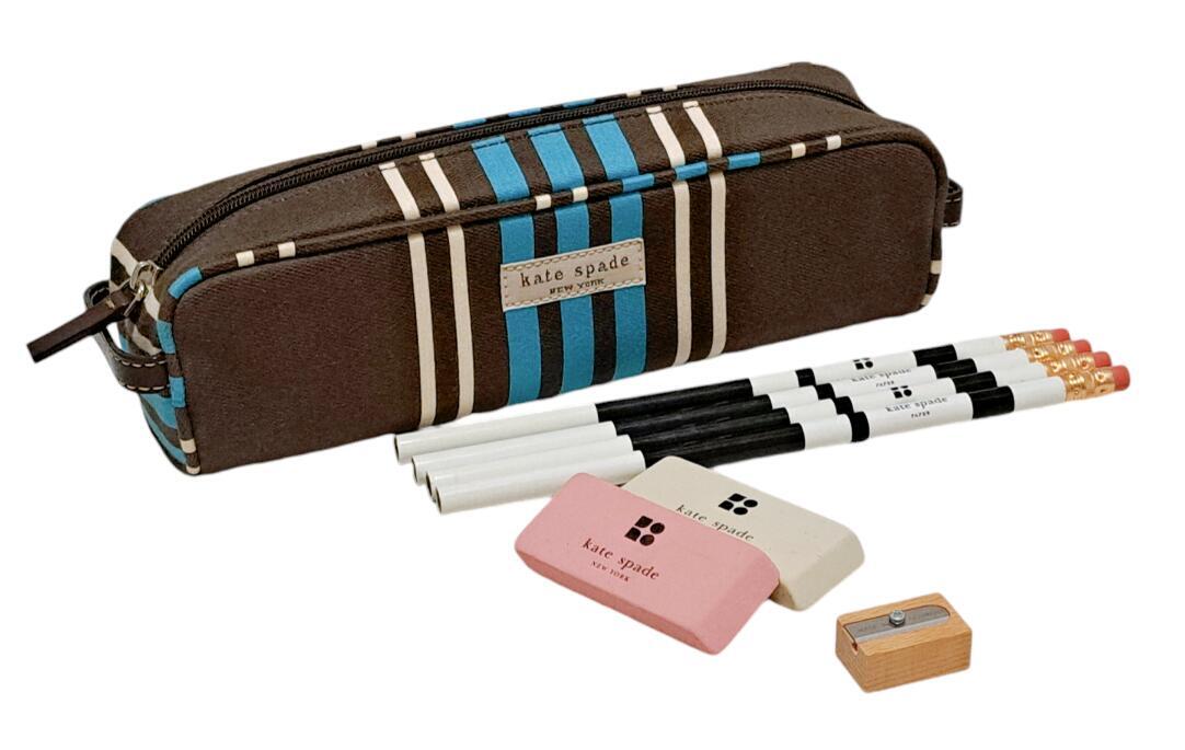 未使用 ケイトスペード ペンケース ポーチ サンドラ ペンシルケース 鉛筆セット 消しゴム 鉛筆削り キャンバス 【中古】拍卖