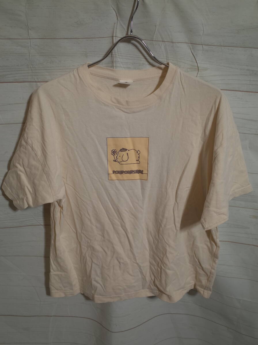 レディース pk706 サンリオ ポムポムプリン プリント 半袖Tシャツ L オフホワイト 生成り拍卖
