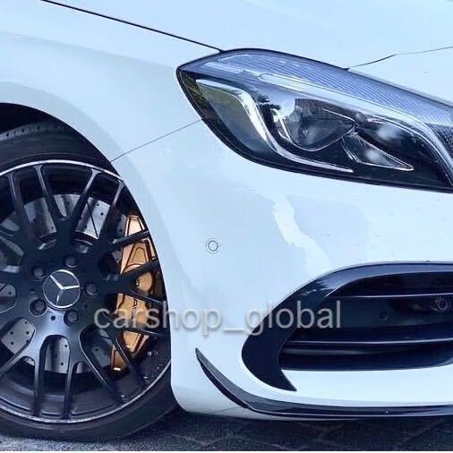 ベンツ A W176 後期 フロントカナード リップ スポイラー カバー エアロ スプリッター ディフューザー ガーニッシュ AMG 下部フィン A45等拍卖