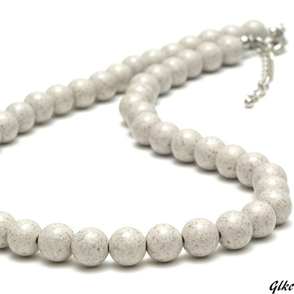 北投石 ネックレス 8mm 首回り60cm フック ステンレス製 台湾 原石 パワーストーン 天然石 健康 首回り約60cm拍卖