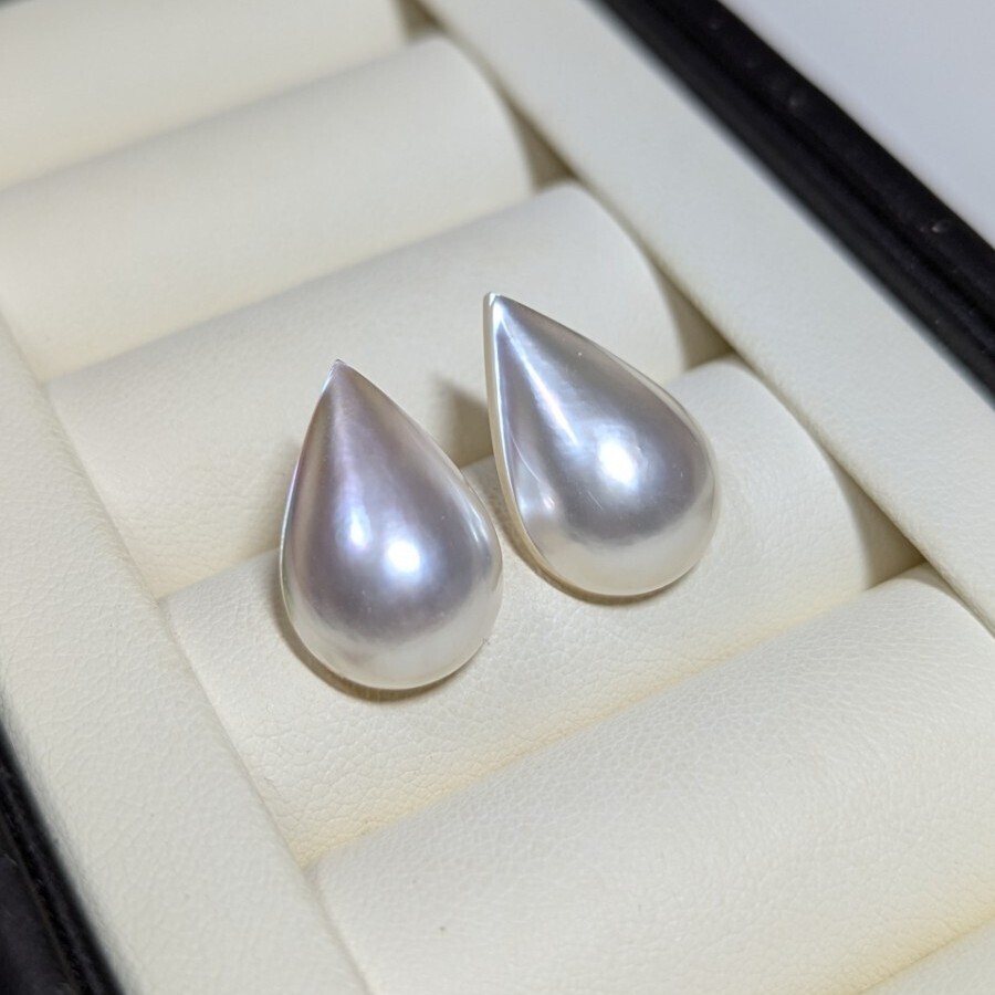 B435 K18 マベパール 涙 ドロップ ピアス 海水拍卖