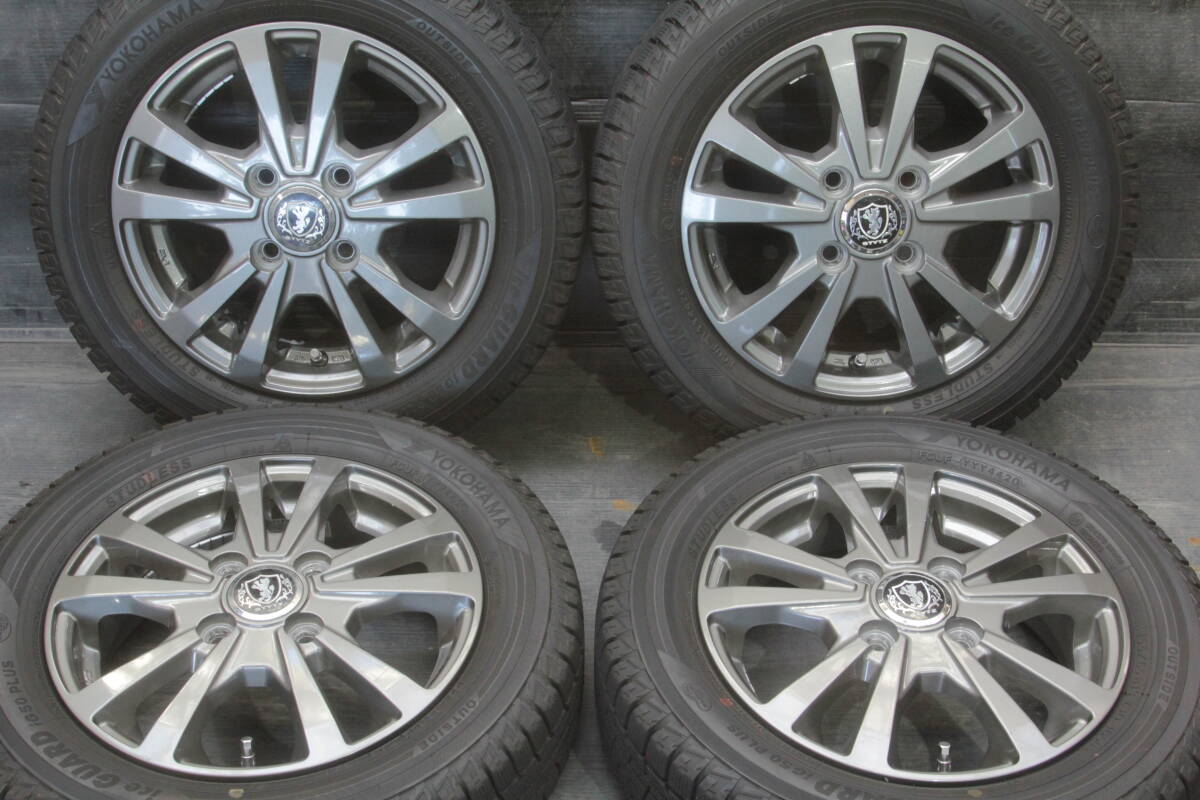 G23条件付送料無料 20年 超バリ山 ヨコハマ 冬タイヤ 155/65R13×4.00B+43 4H PCD100 社外アルミ 4本セット ゼストライフルークスekワゴンR拍卖