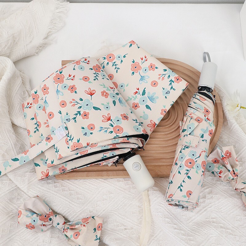 折りたたみ傘 晴雨兼用傘 UVカット 日傘 花柄 葉っぱ 可愛い おしゃれ 丈夫 便利 女性用 レディース ワンタッチ自動開閉拍卖