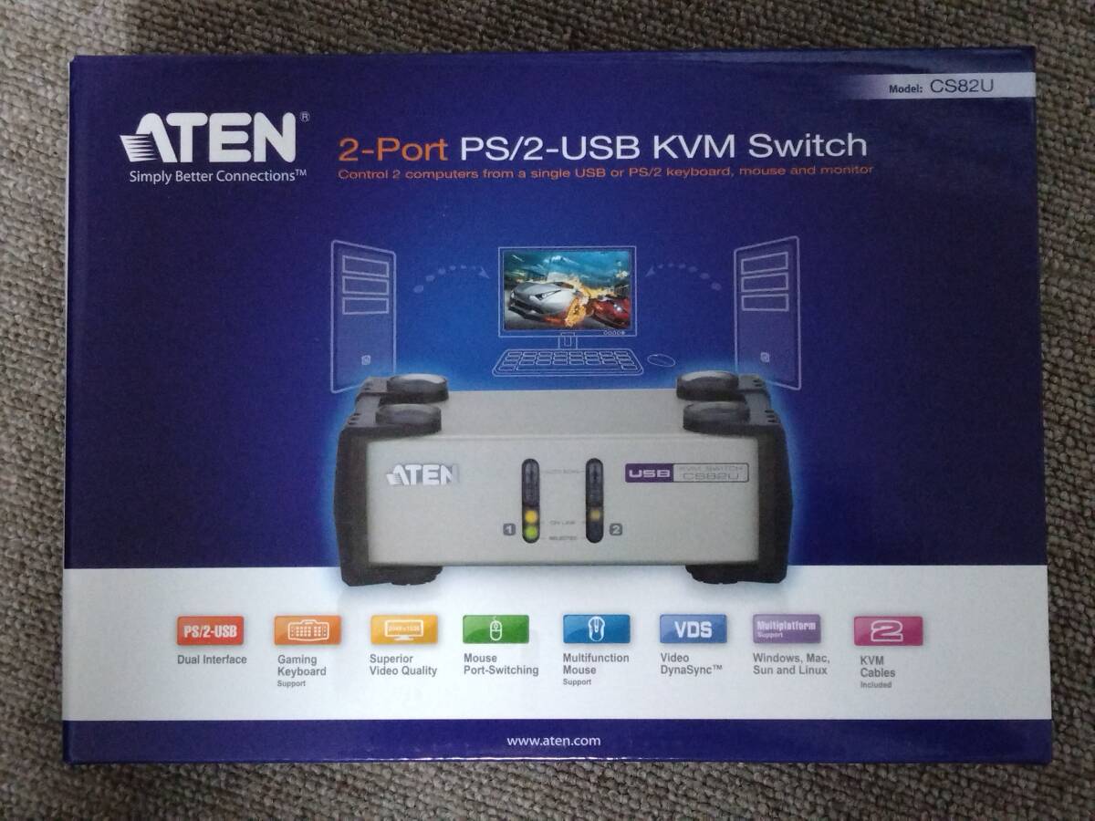 2ポート PS/2-USB VGA KVMスイッチ CS82U拍卖