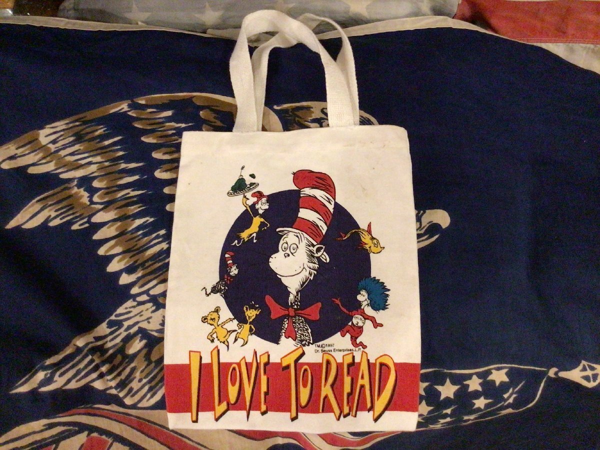 90’S DR SEUSS CAT IN THE HAT CANVAS TOTE BAG ドクター スース キャット イン ザ ハット キャンバス トート バッグ グリンチ 絵本 漫画拍卖