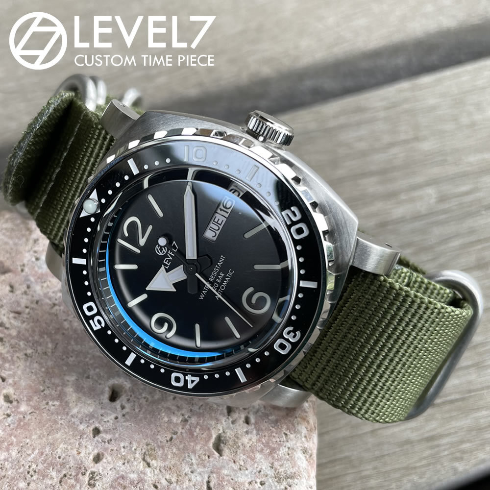 日本製 ハンドメイドの腕時計 20気圧防水 自動巻き NH36ムーブメント サファイア風防 316Lステンレス 腕時計 LEVEL7拍卖