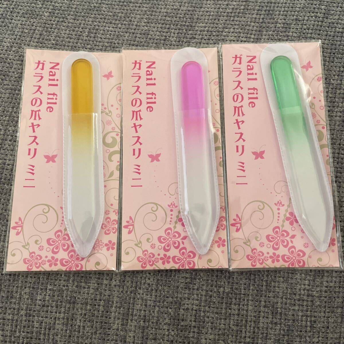 Nail file ネイルファイル ガラスの爪ヤスリ ミニ 3点セット 新品拍卖