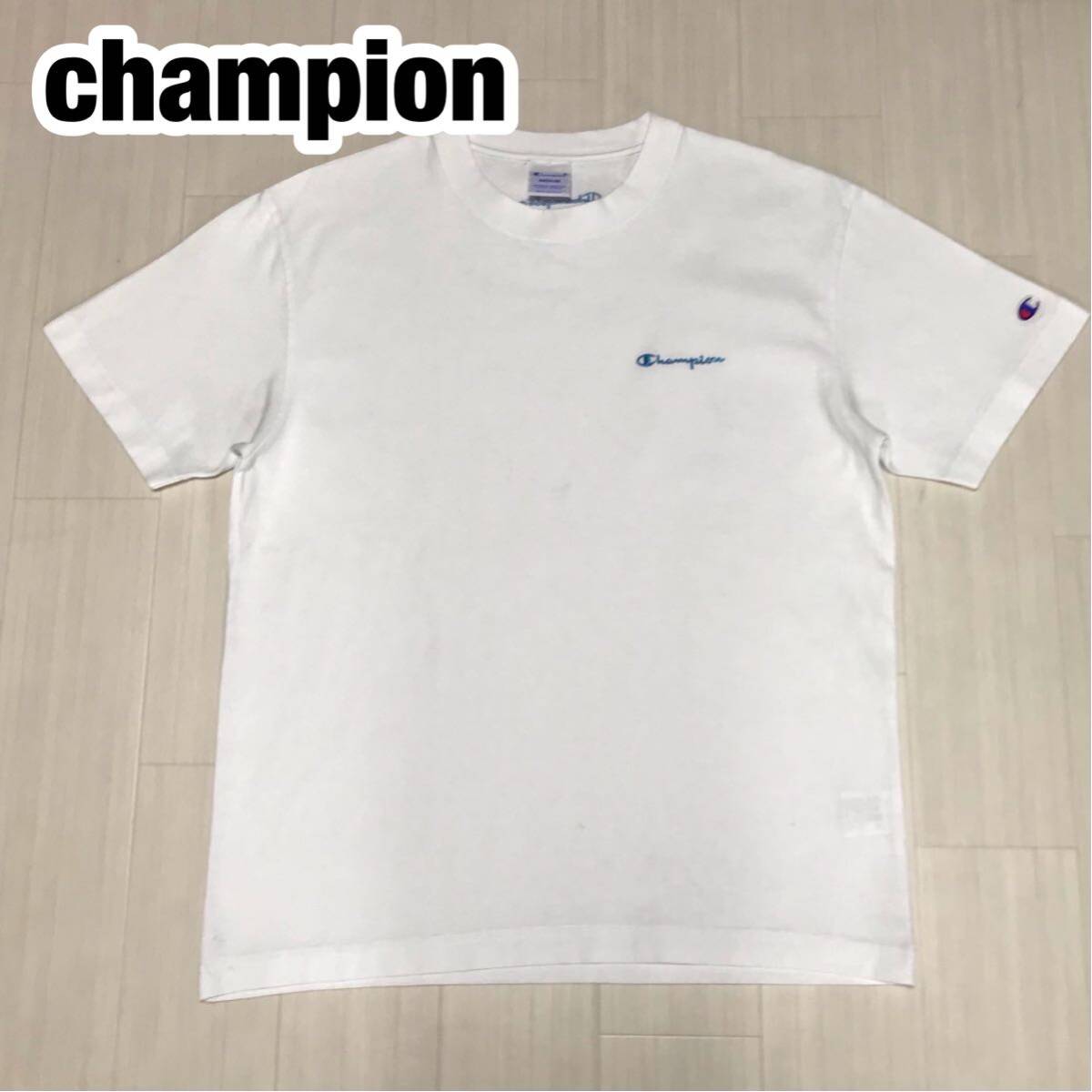 champion チャンピオン 半袖Tシャツ M ホワイト 刺繍ロゴ拍卖