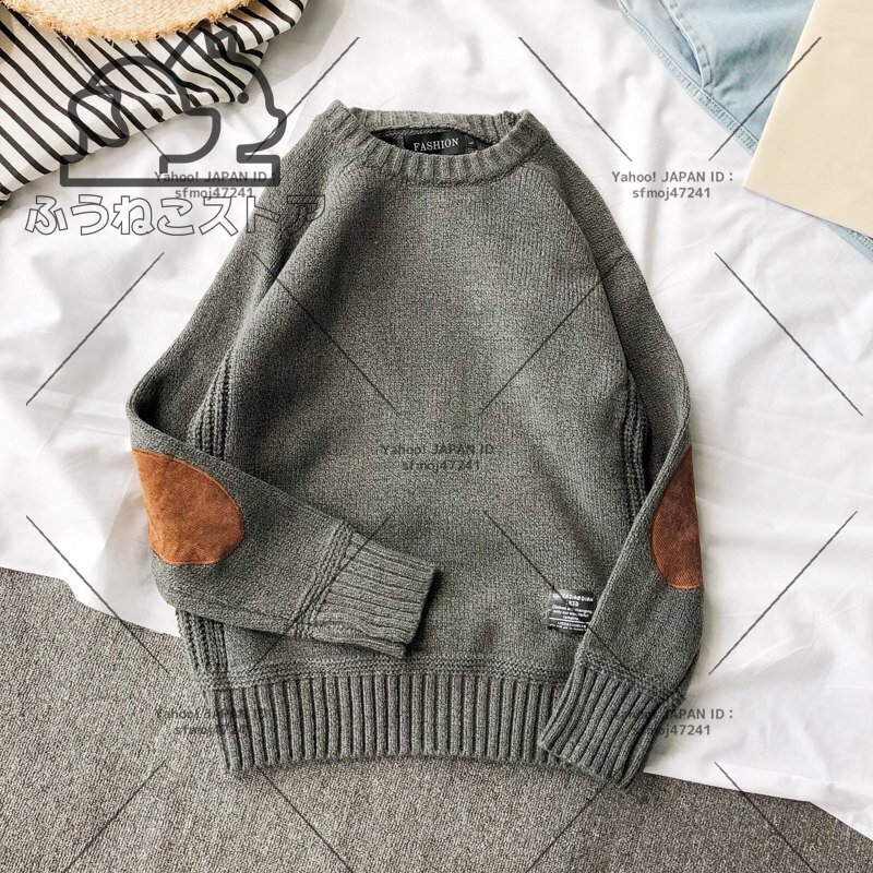 トップス おしゃれ カジュアル クルーネック ニット セーター メンズトップス ダークグレー2XL拍卖