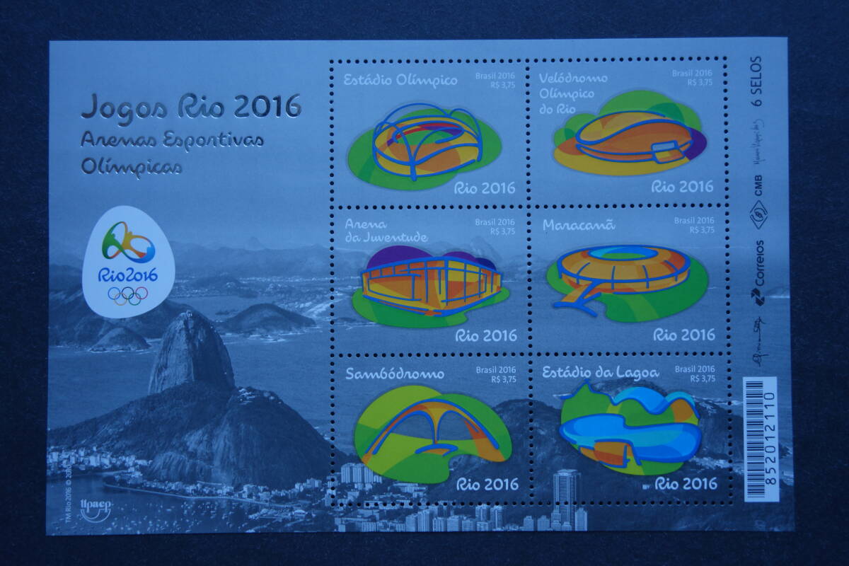 外国切手:ブラジル切手 「Jogaos Rio 2016」 6種m/s 未使用拍卖