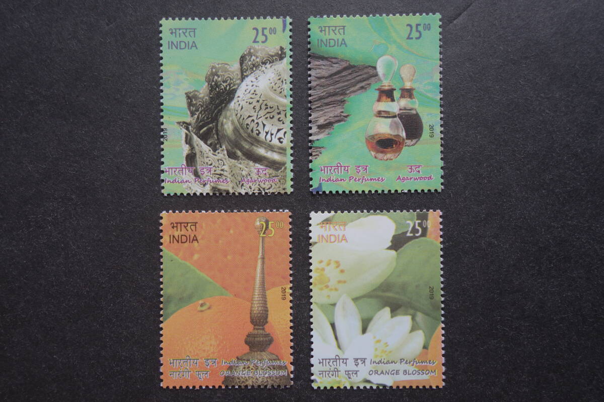 外国切手:インド切手 「インドの香水」4種完 未使用拍卖