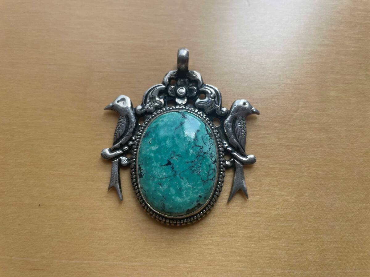ターコイズ シルバー ペンダントトップ 鳥モチーフ バード拍卖