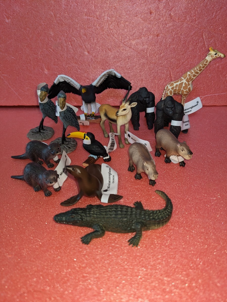 :ミニチュアプラネット 14点セット まとめて トムソンガゼル ローランドゴリラ ハシビロコウ コツメカワウソ カピバラ オオジロワシ拍卖