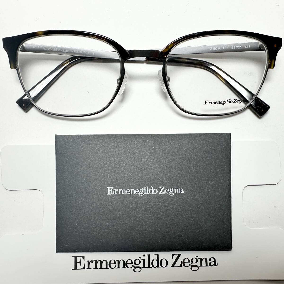 エルメネジルドゼニア Ermenegildo Zegna 正規新品 イタリア製メガネ 純正ケース・クロス付き / サーモント ブロー / EZ5016 /V 052拍卖