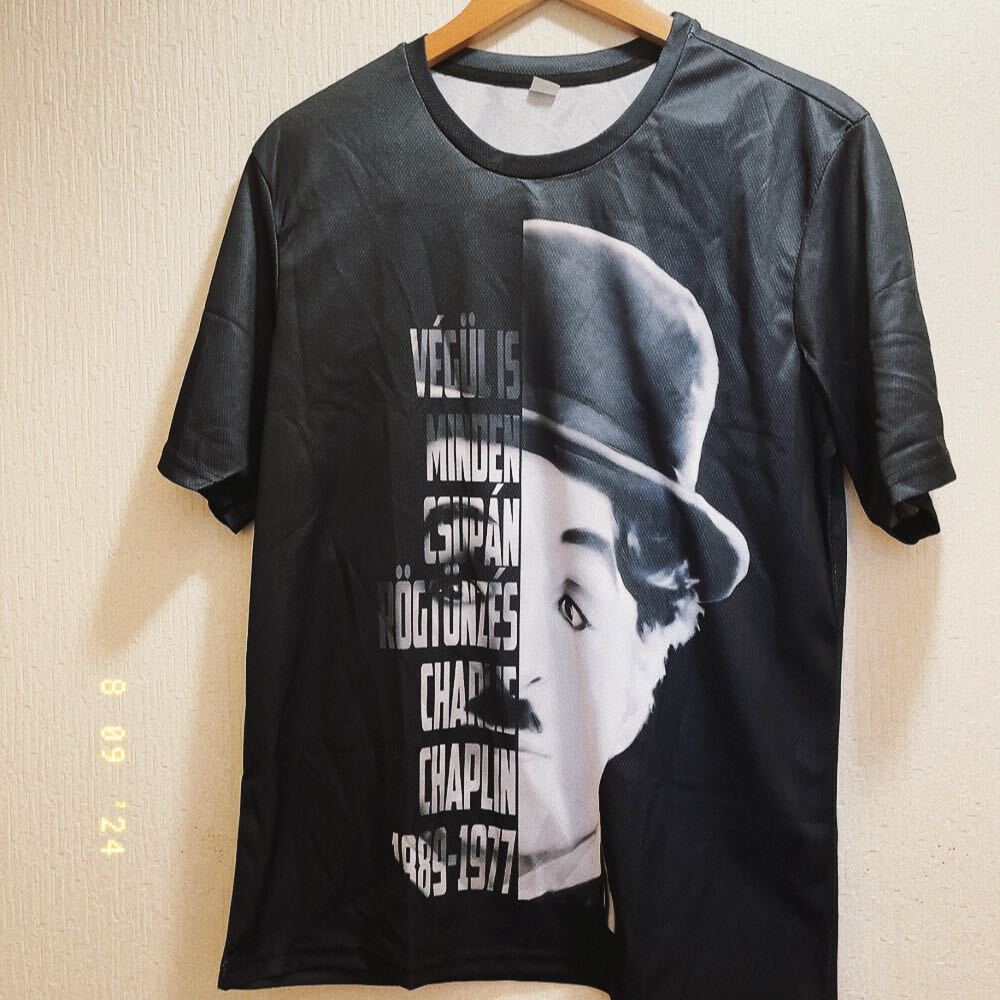 新品★ブラック&ホワイト★チャーリーチャップリン★映画Tシャツ★ユニセックス★L拍卖