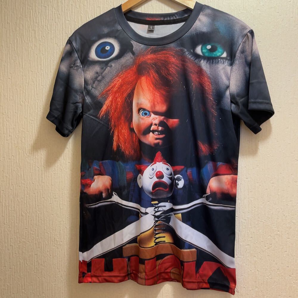 新品★ブラック★チャイルドプレイ★チャッキー★映画Tシャツ★ユニセックス★L半袖Tシャツ 拍卖