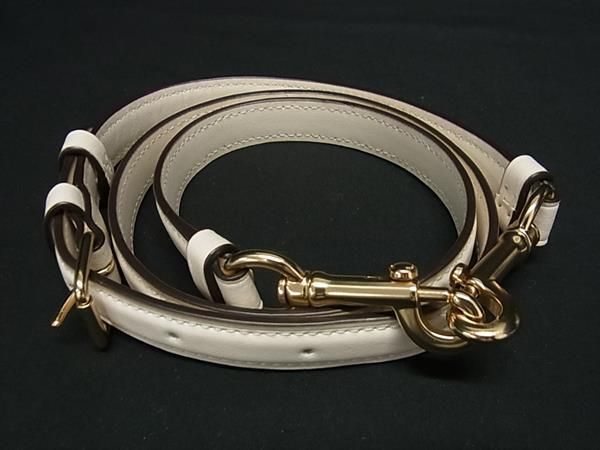 ■美品■ COACH コーチ レザー ゴールド金具 バッグ用 ショルダーストラップ 肩掛け 斜め掛け レディース ホワイト系 BK1725拍卖