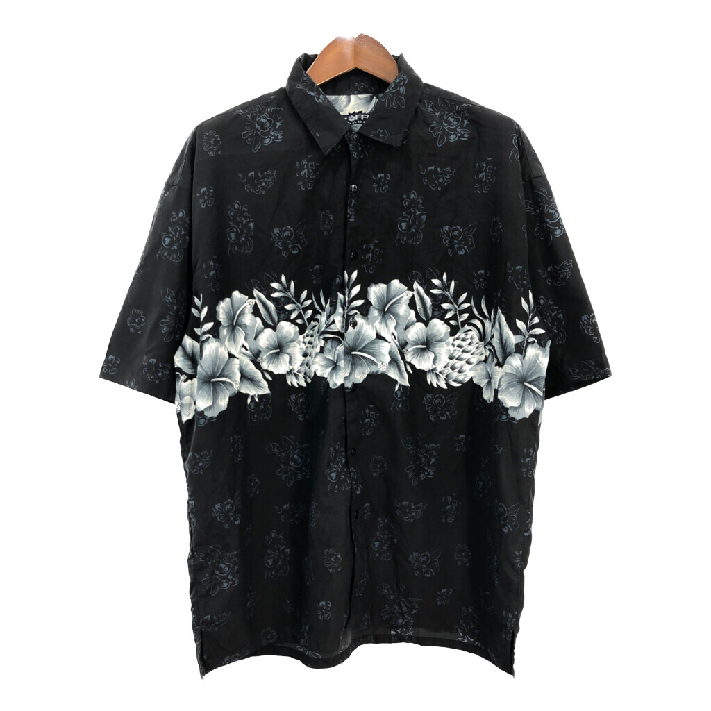 BOX-OFFICE ISLAND 半袖シャツ 花柄 ブラック (メンズ XL) 中古 古着 R5602拍卖