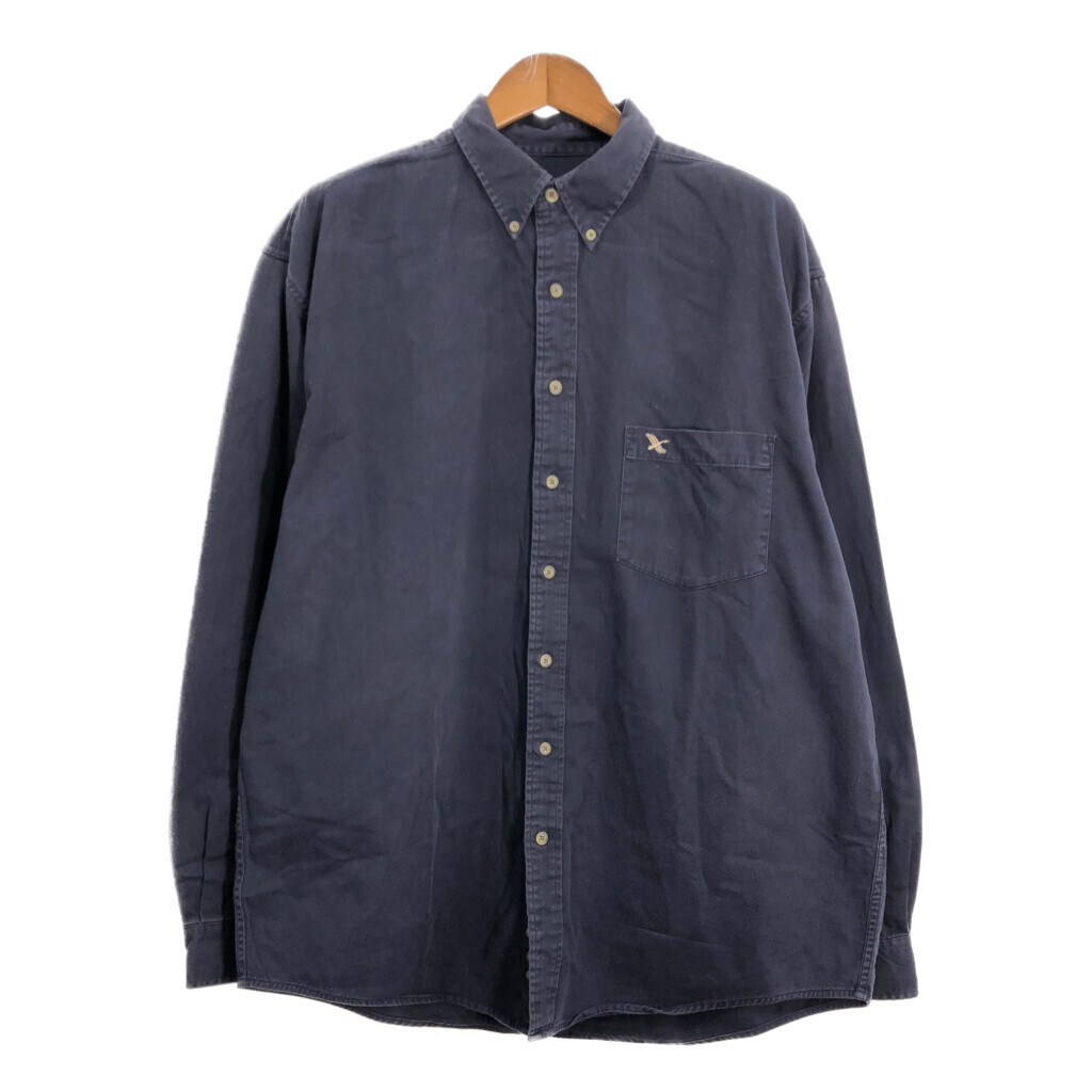 90年代 Eddie Bauer エディーバウアー ボタンダウン 長袖シャツ ネイビー (メンズ XL) 中古 古着 R7469拍卖