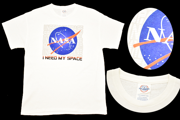 Y-7825★送料無料★美品★USA NASA DELTA PRO WEIGHT ナサ アメリカ航空宇宙局★白 ヘヴィーウェイト 半袖 T-シャツ YOUTH-L 160cm拍卖