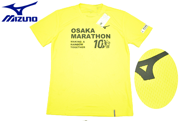 Y-7873★送料無料★新品★OSAKA MARATHON 10th 第10回 大阪マラソン★吸水速乾 イエロー黄色 半袖 T-シャツ ユニフォーム L 拍卖