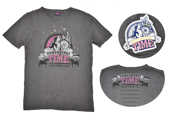 Y-7984★送料無料★東方神起 LIVE TOUR 2013年 TIME ドームツアー★ダークグレー ラインストーン 半袖 T-シャツ M拍卖