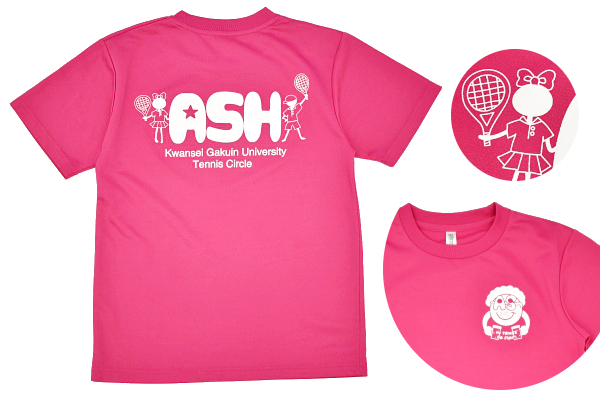 Y-8019★送料無料★超美品 外部非売品★関西学院大学 テニスサークル★ショッキングピンク 速乾素材 半袖 T-シャツ SS拍卖