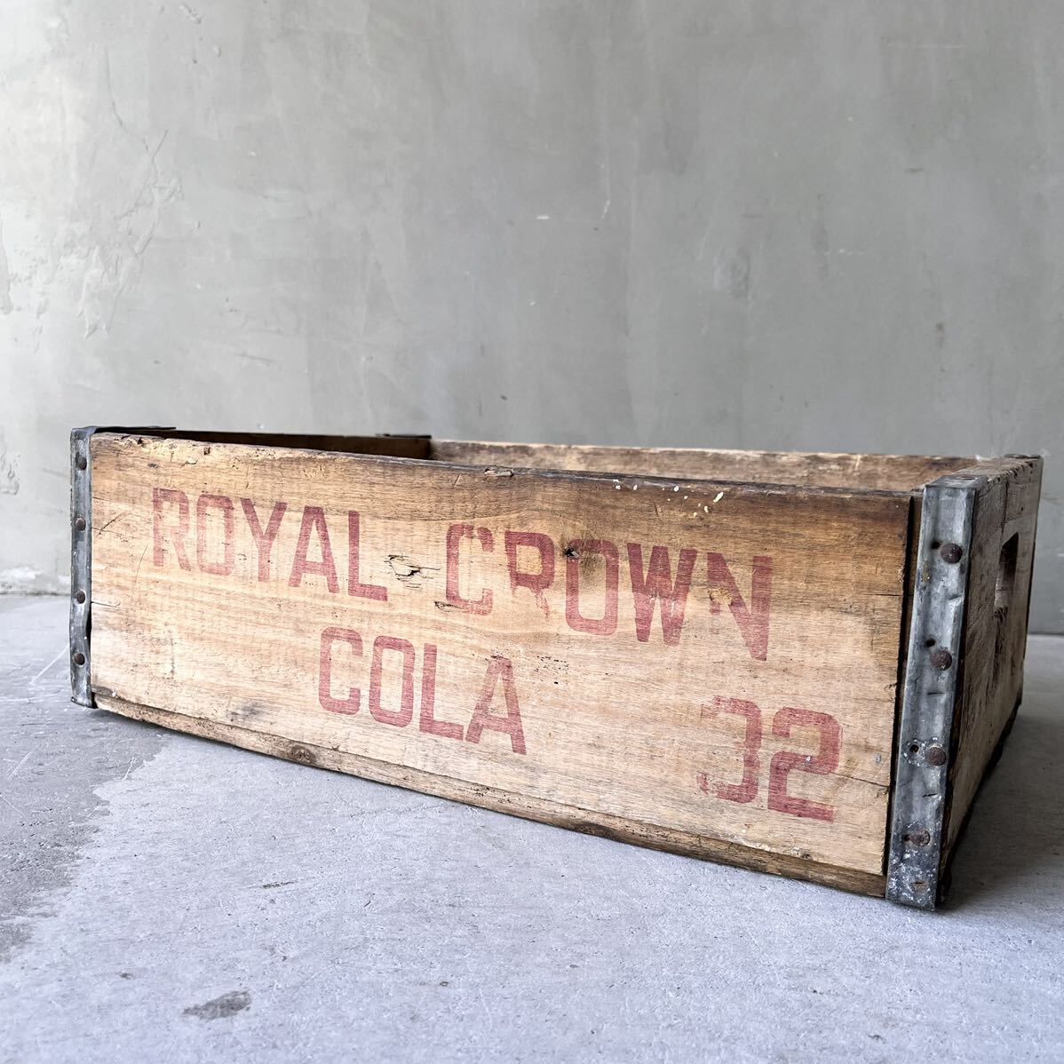 【USA vintage】ROYAL CROWN COLA Wooden Box ロイヤルクラウンコーラ ダイエットコーラ 木箱 ウッドボックス アメリカ ビンテージ拍卖