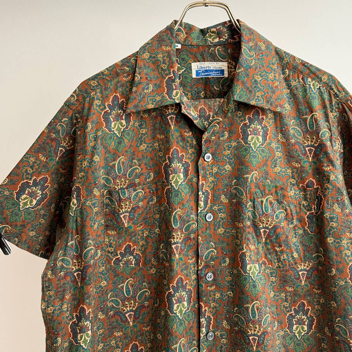 希少《 Mint Condition / England 》50s60s 極上品【 Liberty of London Triminghams Bermuda 英国製 コットン 半袖シャツ M ビンテージ 】拍卖
