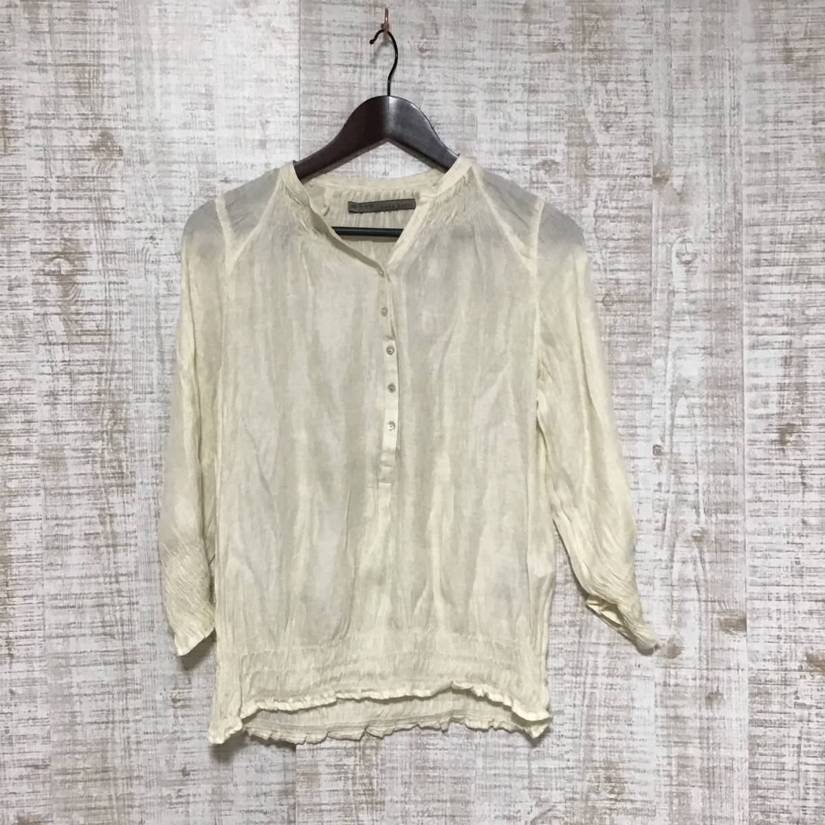 A454◇ZARA BASIC | ザラベーシック 長袖ブラウス サイズS拍卖
